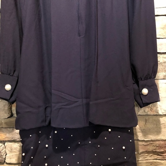 Vintage Morton Myles size 14 dress black with pearl accents on bottom - Picture 14 of 15